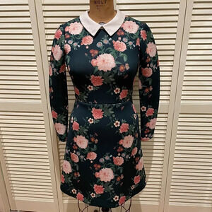 ERIN by Erin Fetherston Green with flowers Dress white collar Size 4